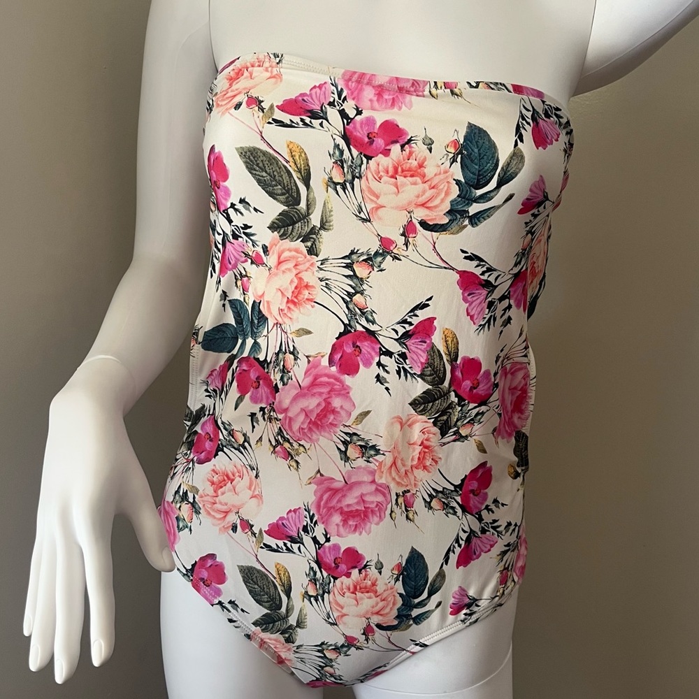 Strapless Floral One Piece Swimsuit